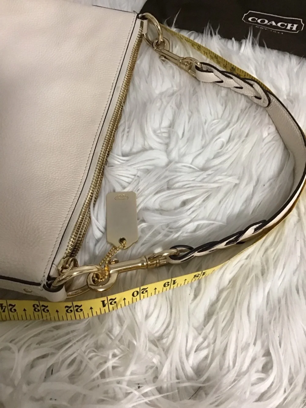 Coach Ivory  Chalk Leather Abby Duffle Shoulder Bag EUC Dustbag